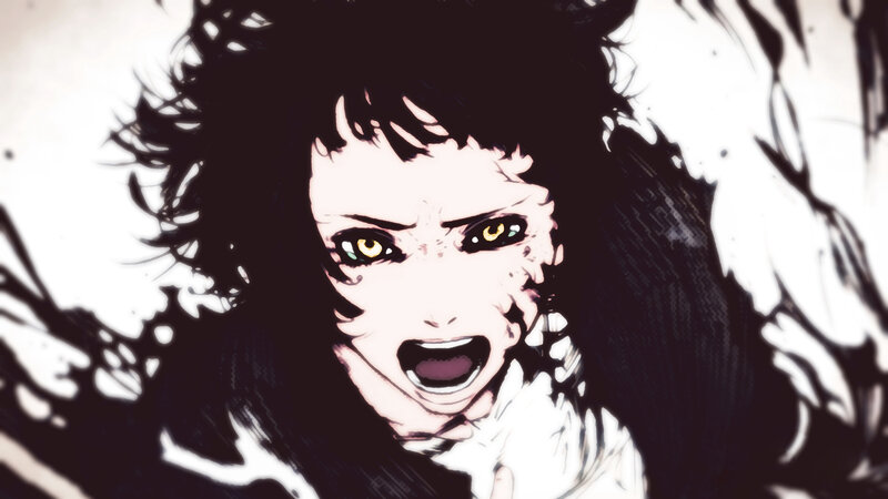 Anime Character Screaming — Black, Dramatic, Intense, Manga