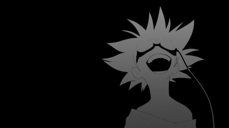 Anime Character Screaming — Black, Dramatic, Spiky Hair