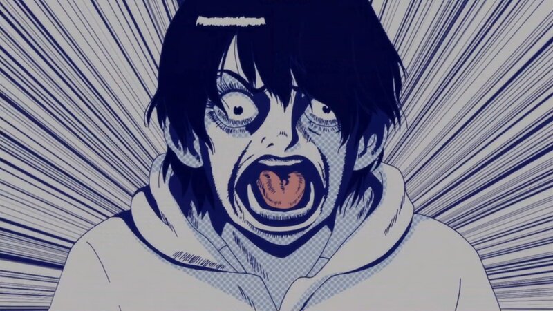Anime Character Screaming — Blue, Dramatic, Manga, Screaming Face, Hoodie