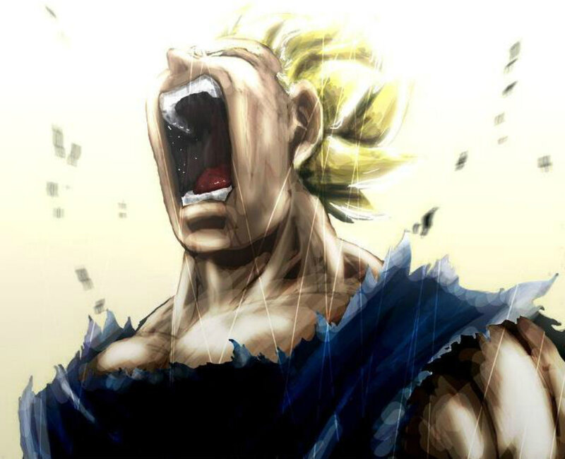Anime Character Screaming — Blue, Dramatic, Manga, Spiky Hair