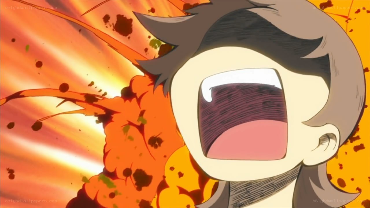 anime character screaming in explosion