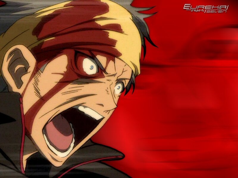 Anime Character Screaming — Red, Dramatic, Red Background