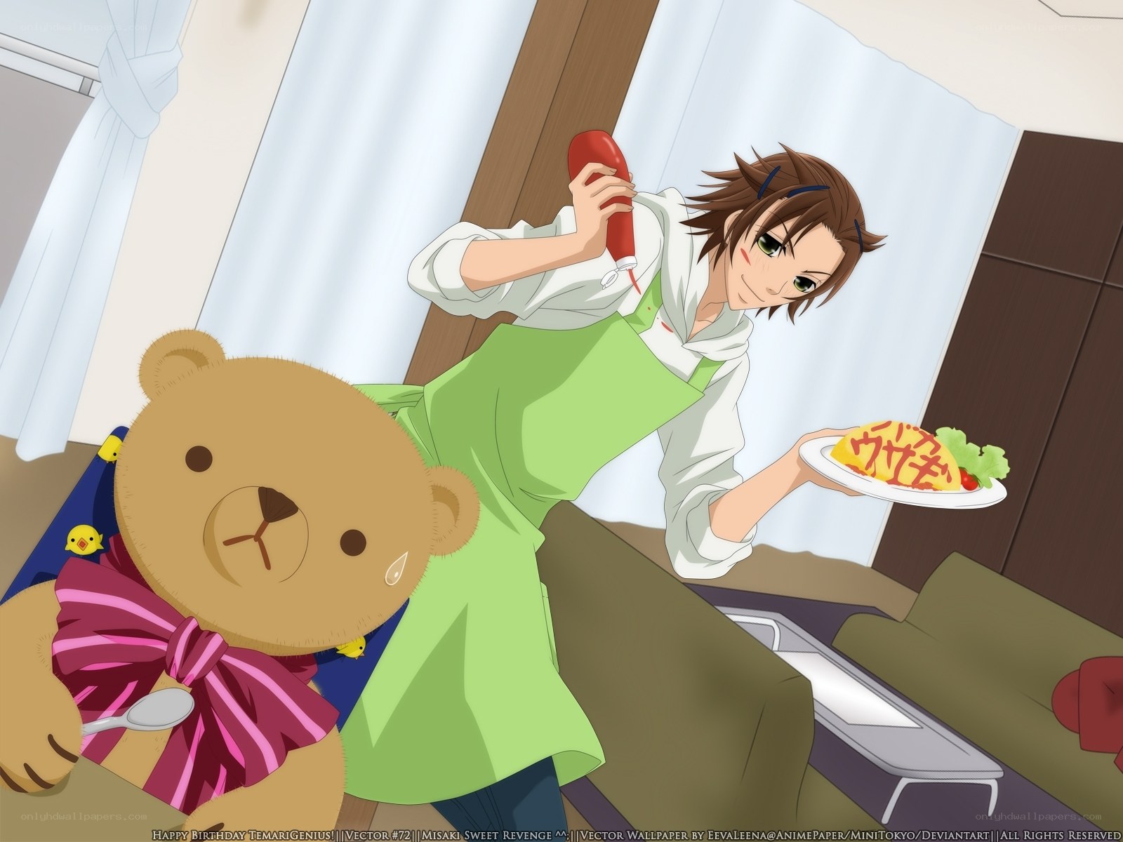 Anime character serving food