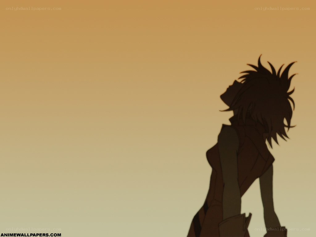 anime character silhouette at sunset