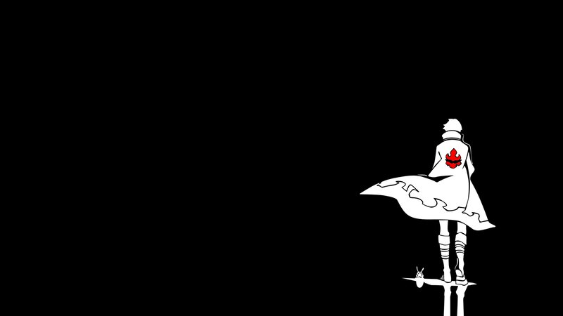 Anime Character Silhouette — Black, Dramatic, Minimalist, Cloak