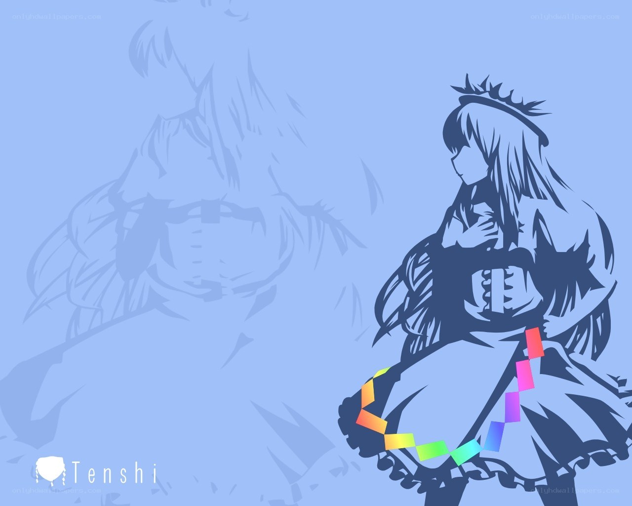 Anime character silhouette with rainbow chain