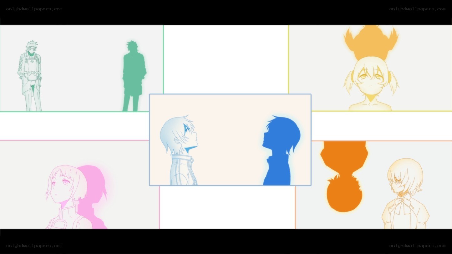 anime character silhouettes collage