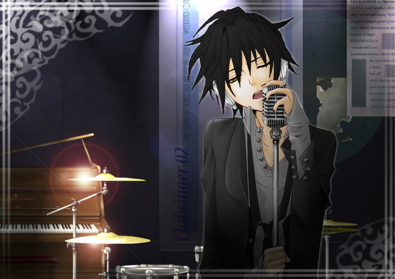 Anime Character Singing — Black, Dramatic, Night