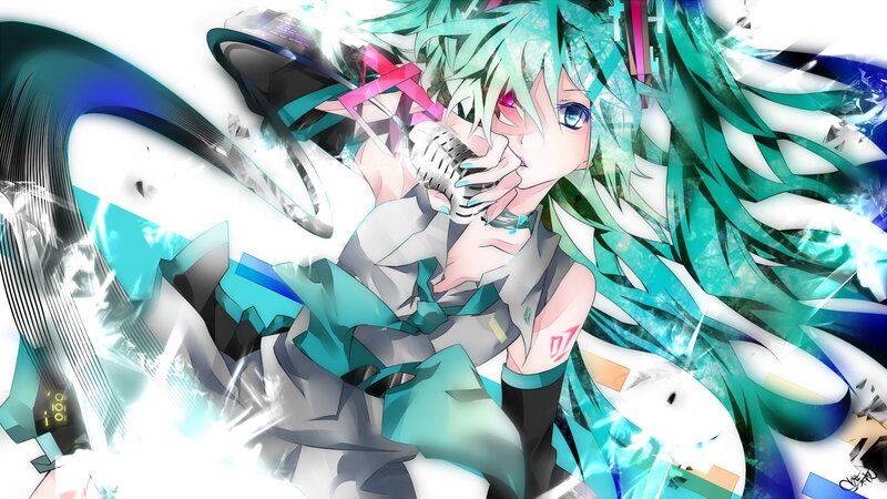Anime Character Singing — Cyan, Dynamic, Digital Art, Microphone