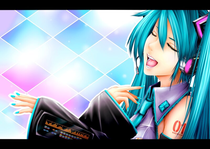 Anime Character Singing — Cyan, Energetic, Digital Art