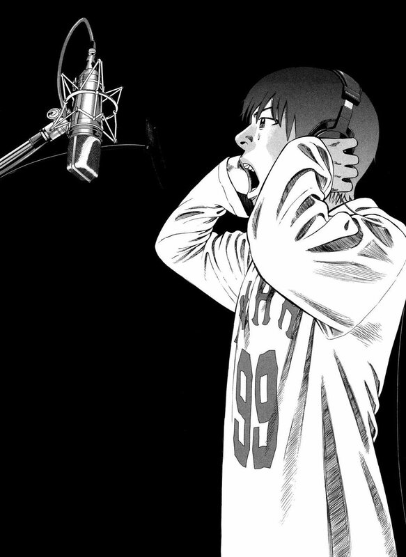 anime character singing in studio