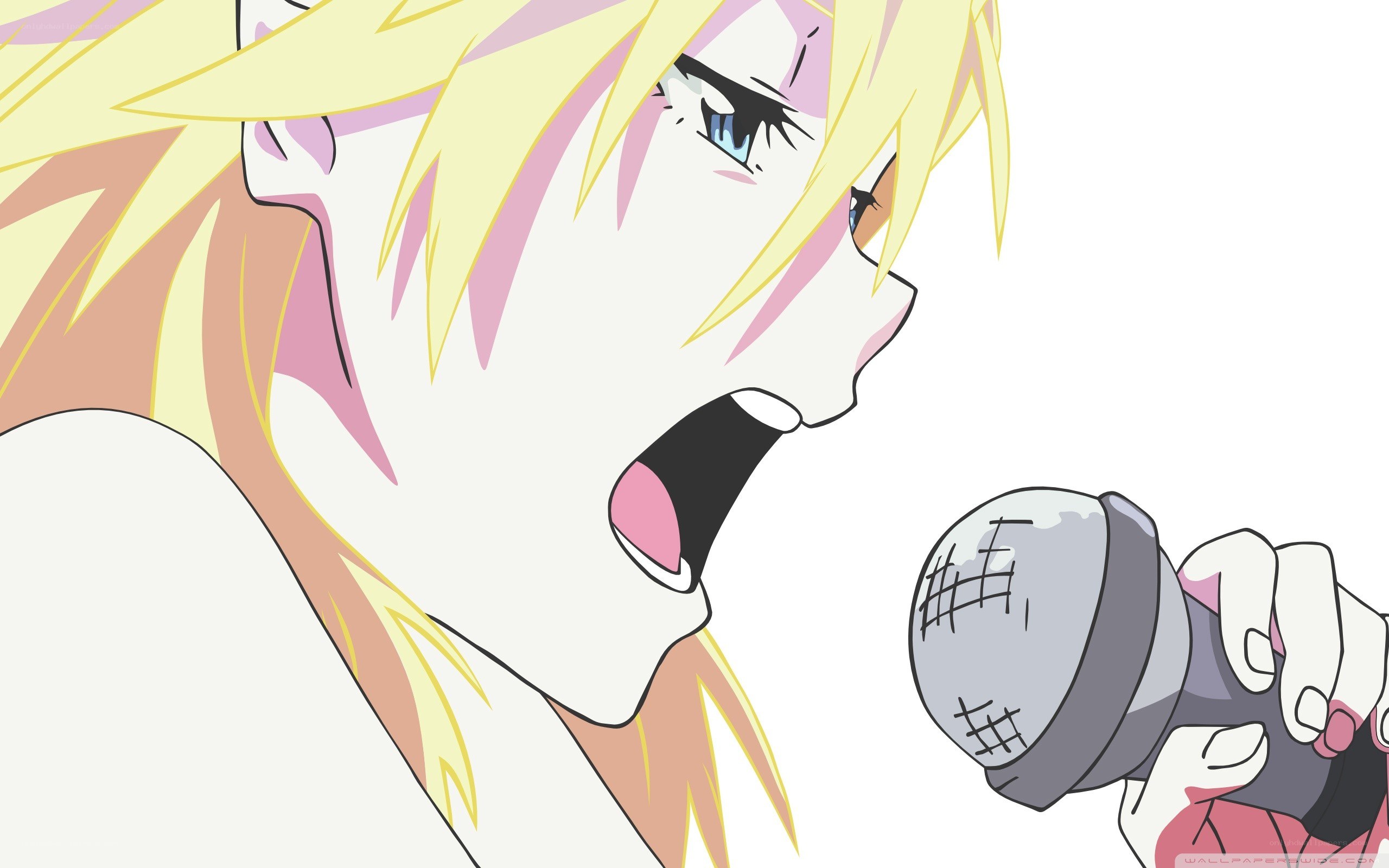anime character singing into microphone