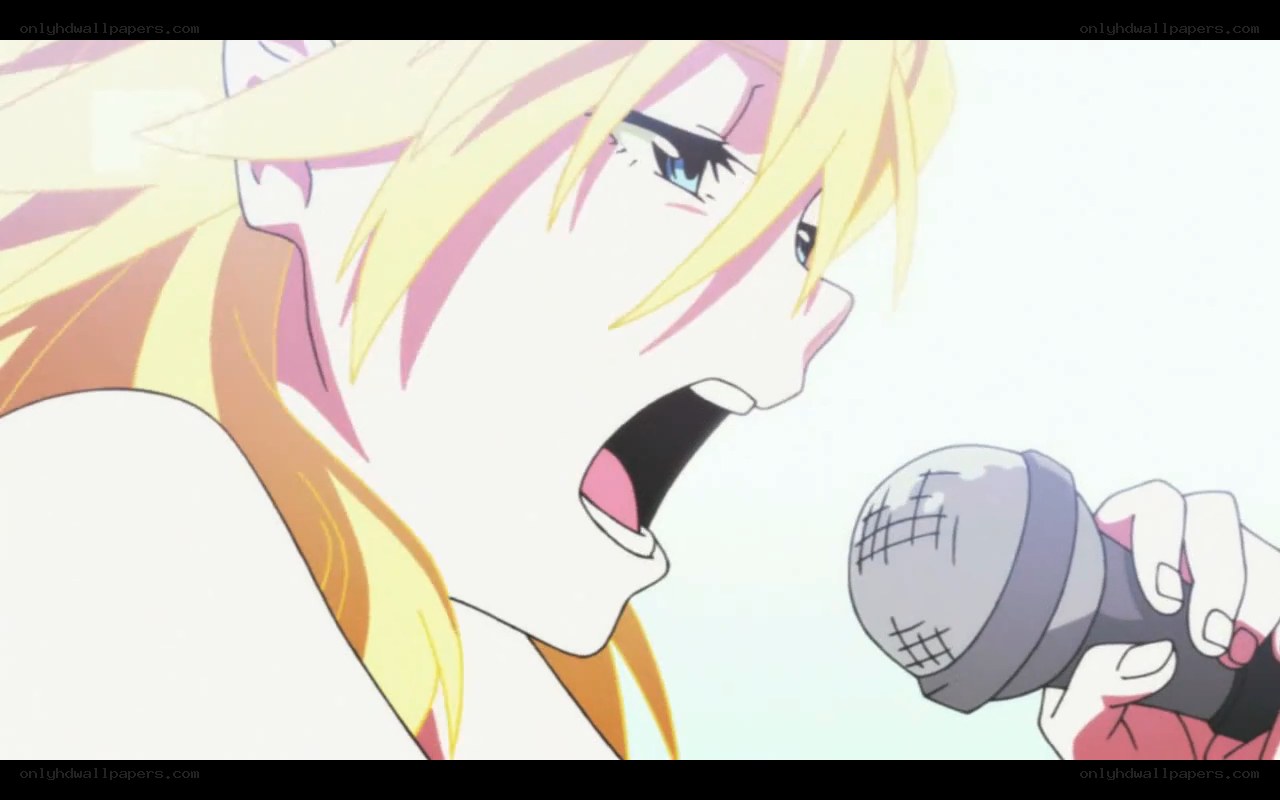 anime character singing into microphone
