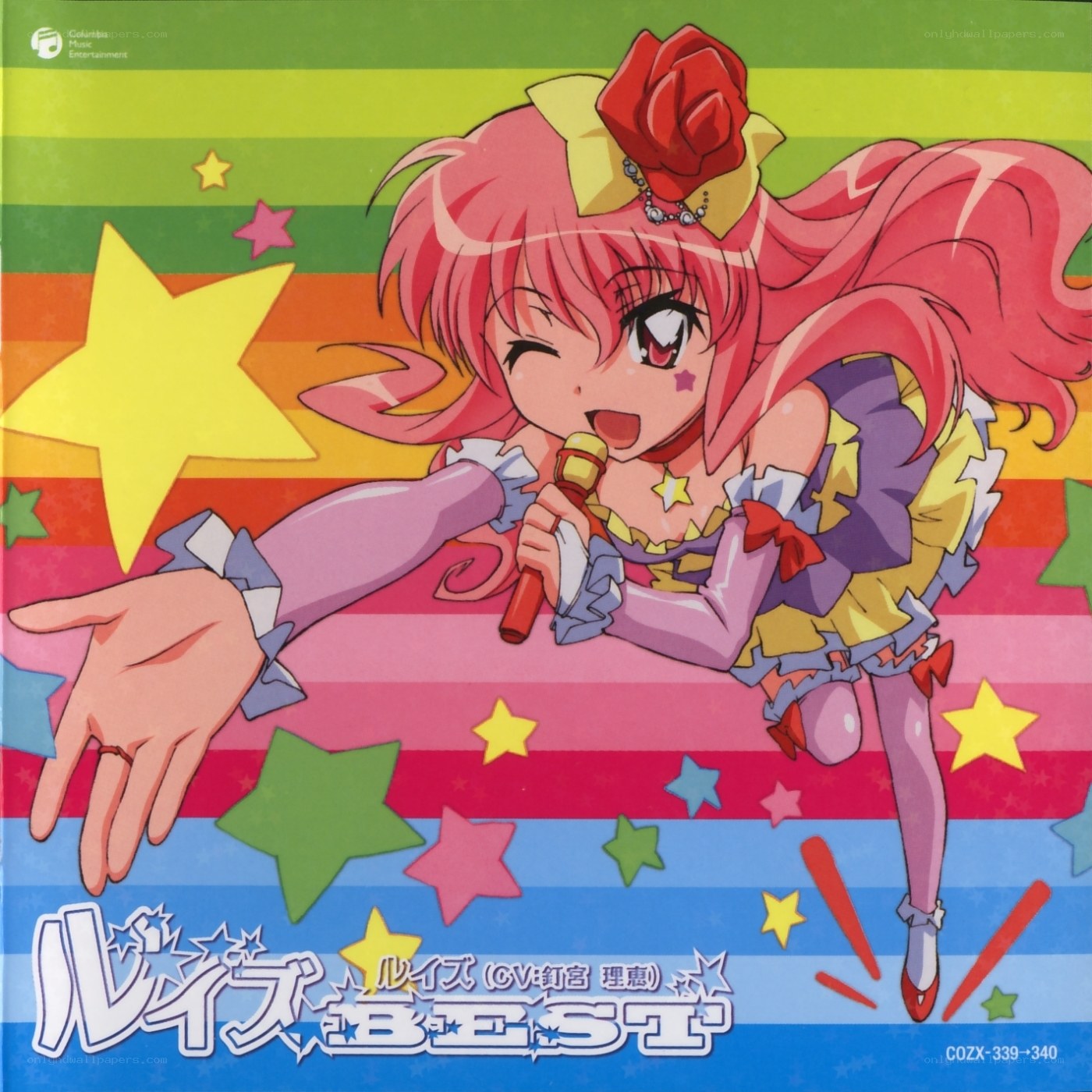 Anime character singing with microphone