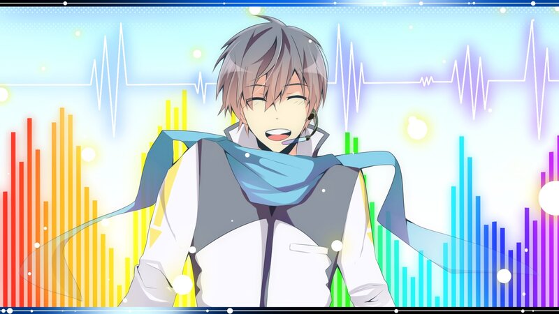 anime character singing with music visualizer