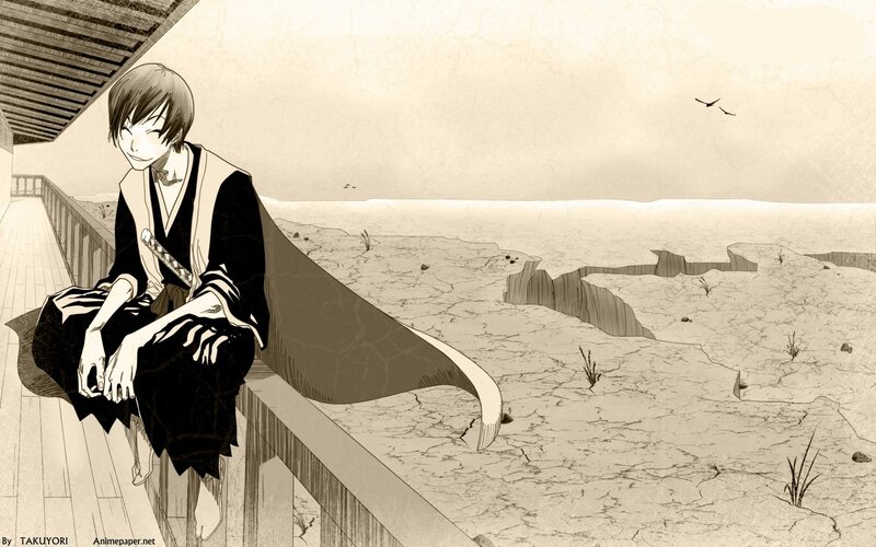 Anime Character Sitting — Black, Calm, Afternoon