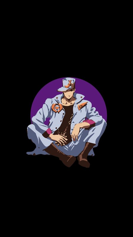 Anime Character Sitting — Black, Calm, Hat
