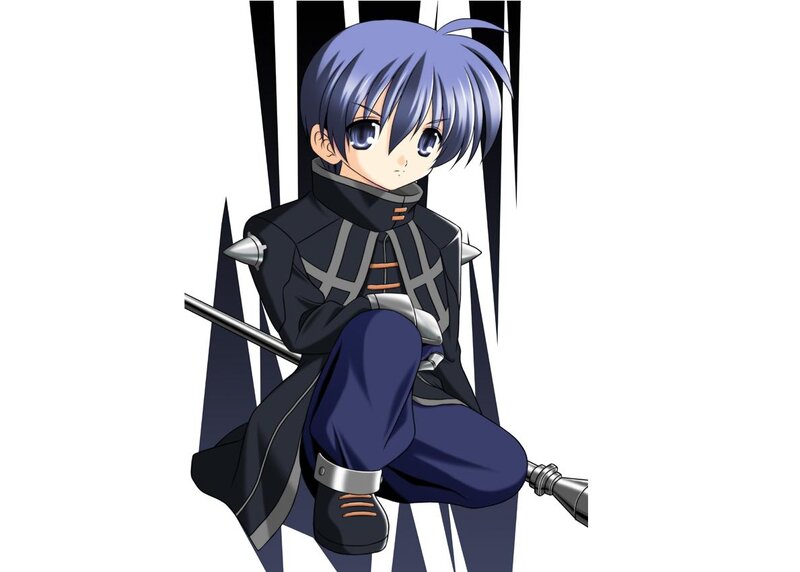 Anime Character Sitting — Black, Calm, Sword