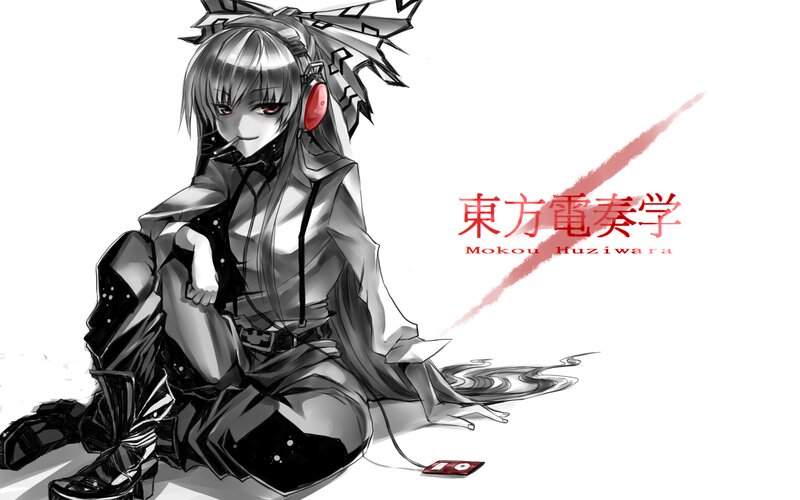 Anime Character Sitting — Black, Dramatic, Digital Art, Headphones