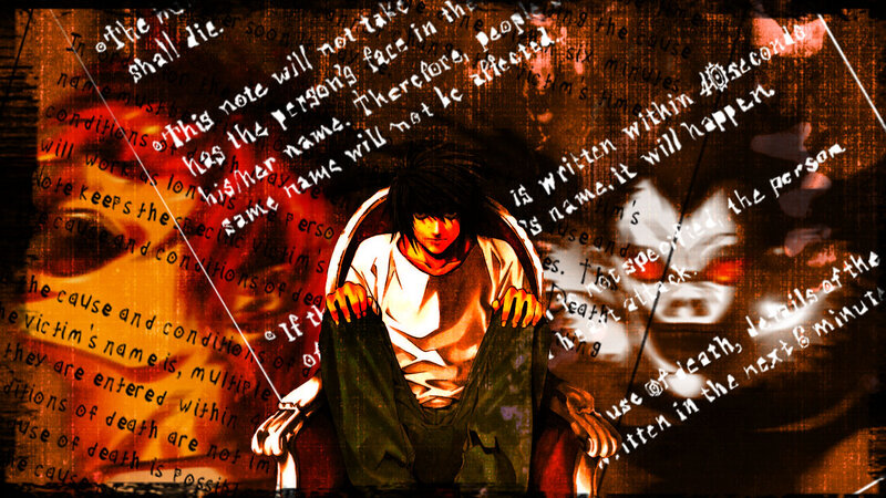 Anime Character Sitting — Black, Dramatic, Intense