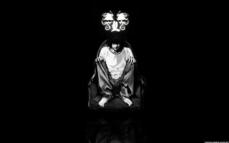 Anime Character Sitting — Black, Dramatic, Night, Manga, Chair