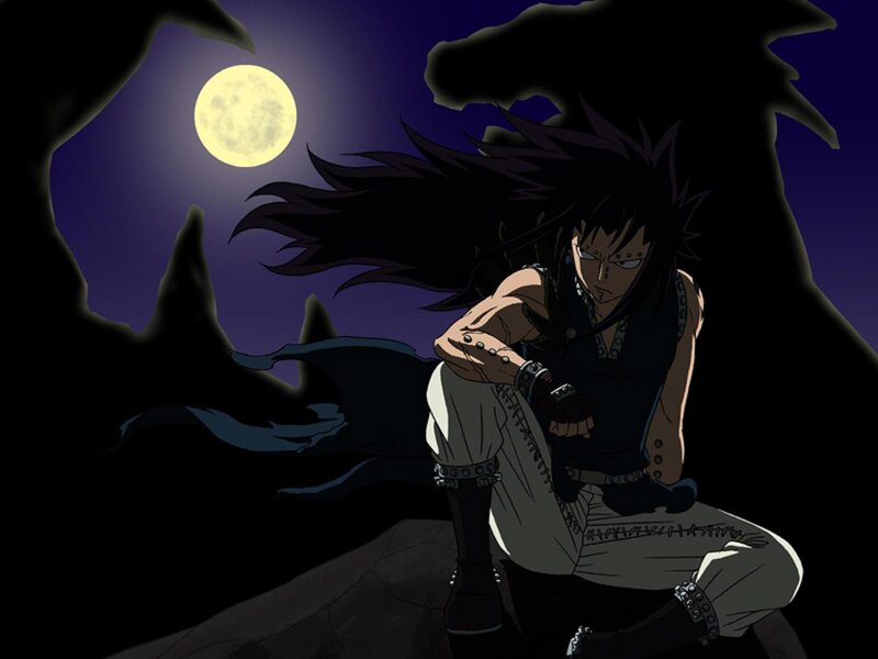 Anime Character Sitting — Black, Dramatic, Night, Moon