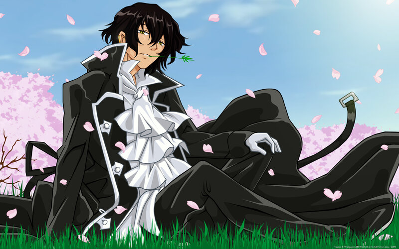 Anime Character Sitting — Black, Serene