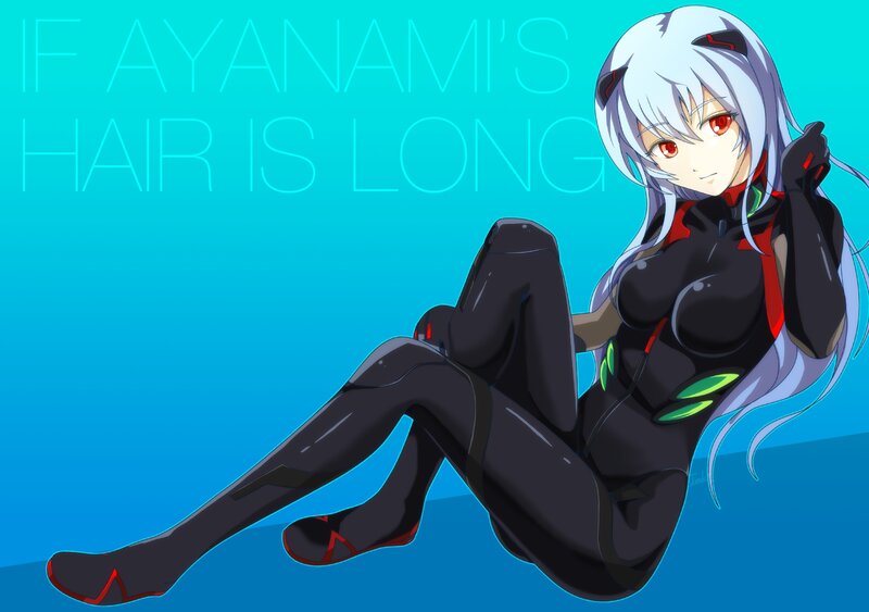 Anime Character Sitting — Blue, Calm, Digital Art