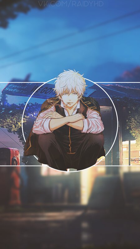 Anime Character Sitting — Blue, Calm, Night, Cigarette