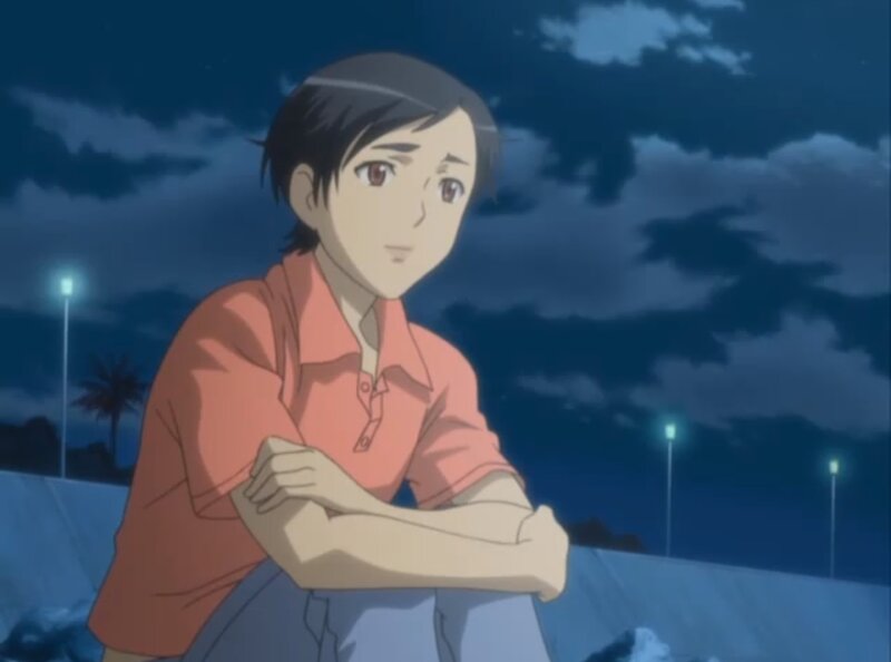 Anime Character Sitting — Blue, Calm, Night