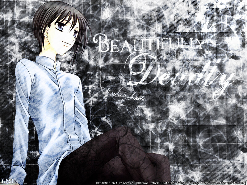 Anime Character Sitting — Blue, Dramatic, Manga, Text