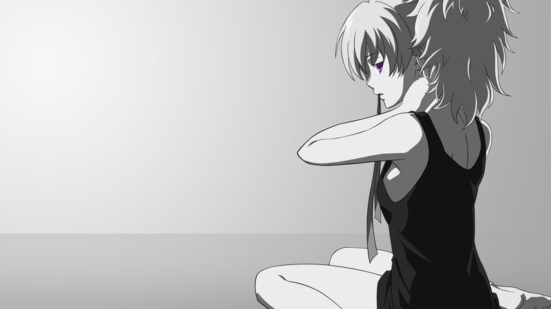 Anime Character Sitting — Gray, Melancholic