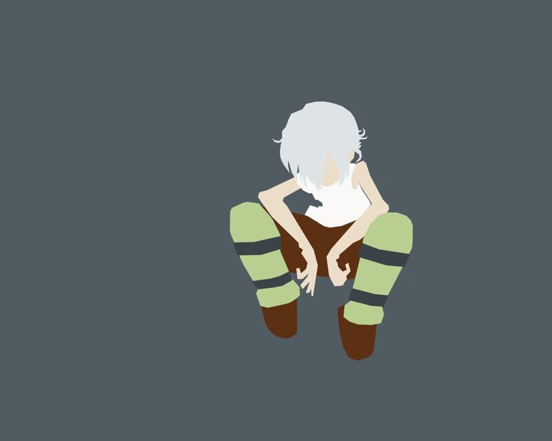 Anime Character Sitting — Gray, Neutral