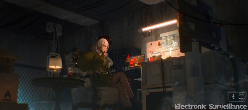 Anime Character Sitting — Green, Dramatic, Night