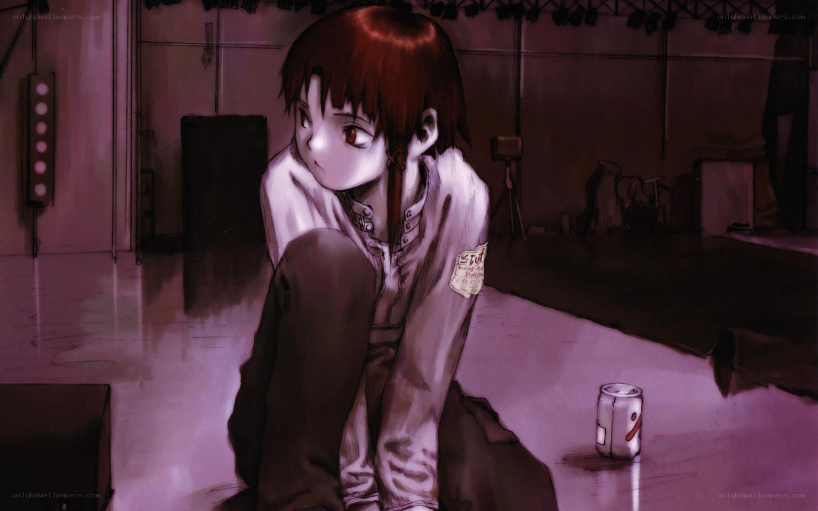 anime character sitting in dim room