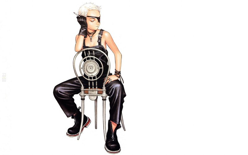 anime character sitting on chair