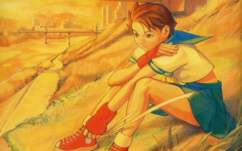 anime character sitting on hill