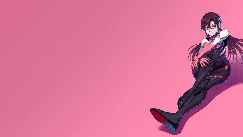 Anime Character Sitting — Pink, Calm, Glasses