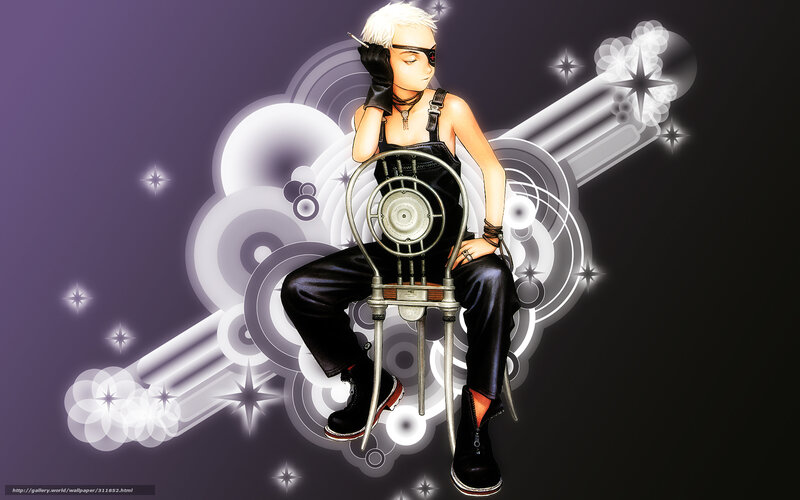 Anime Character Sitting — Purple, Dramatic, Manga