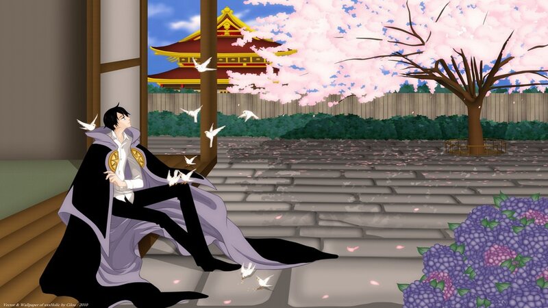 Anime Character Sitting — Purple, Serene