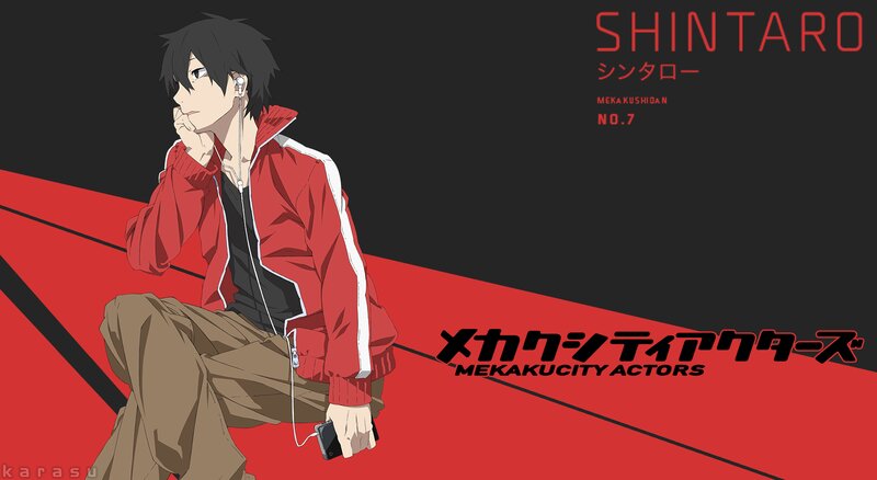 Anime Character Sitting — Red, Contemplative