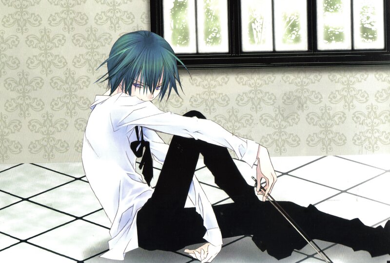 Anime Character Sitting — White, Calm
