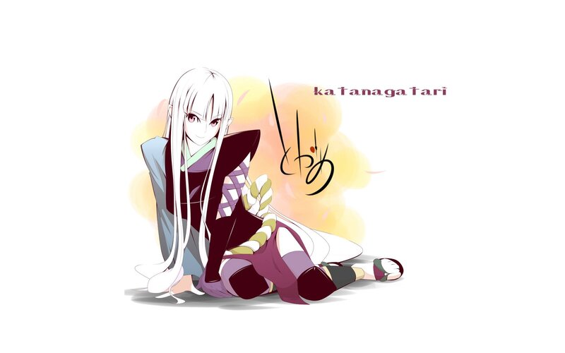 Anime Character Sitting — White, Calm, White Hair