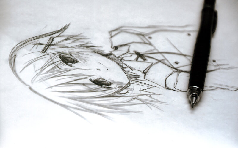 Anime Character Sketch — Black, Calm