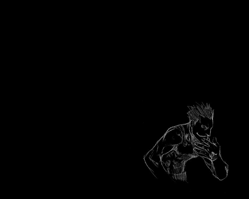 Anime Character Sketch — Black, Dramatic, Manga, Black Background