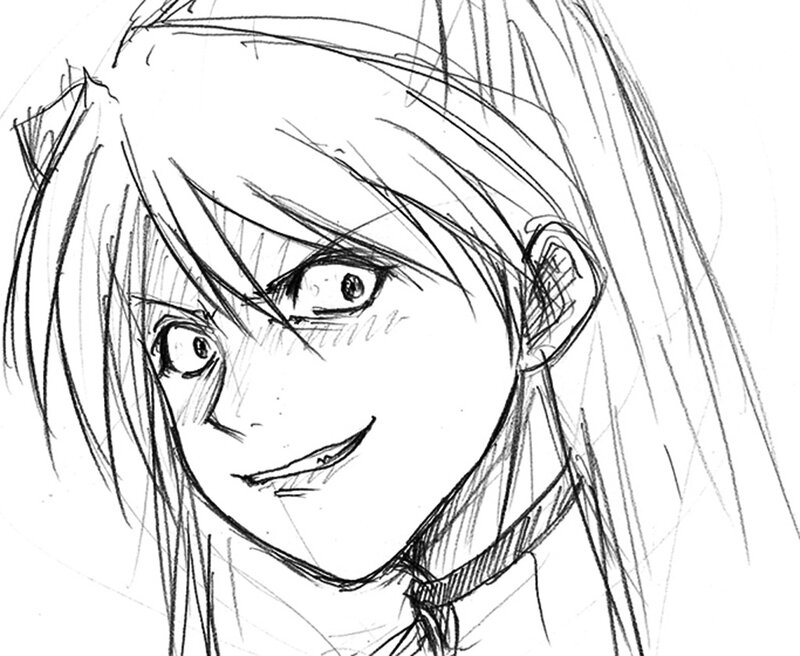 Anime Character Sketch — Black, Intense