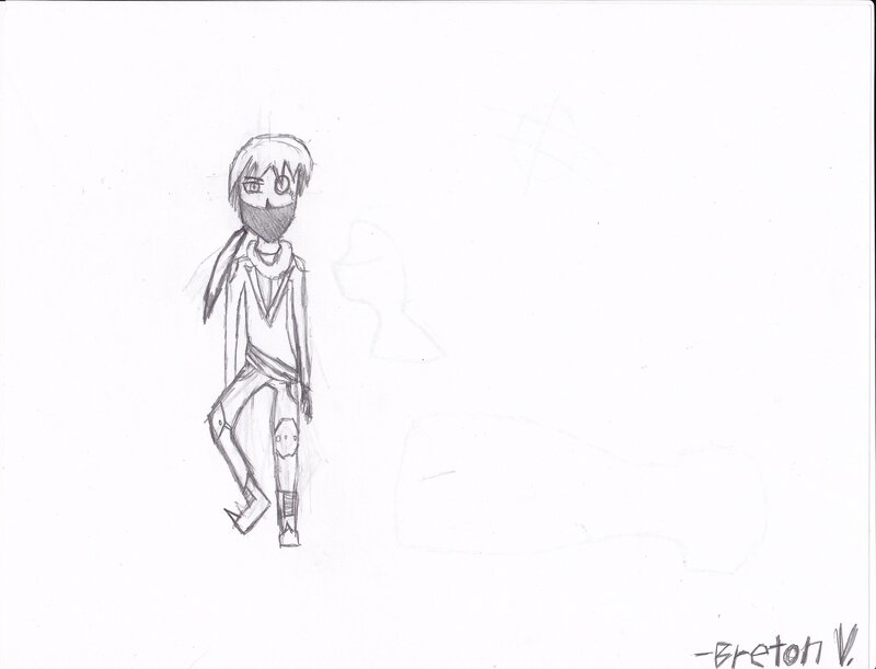 Anime Character Sketch — Black, Neutral, Illustration