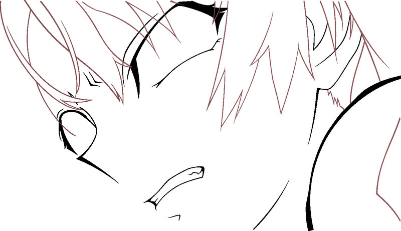 anime character sketch close-up