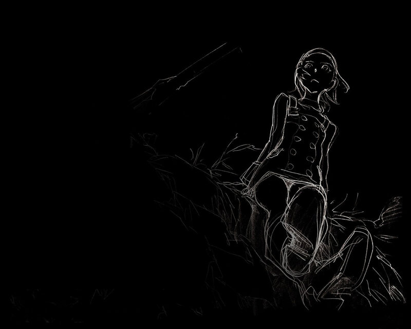 anime character sketch in dark