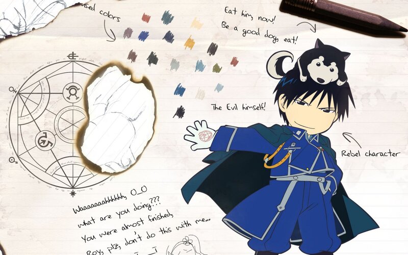 Anime character sketch on notebook